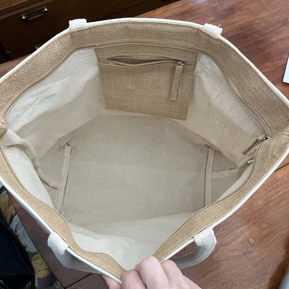 Disney Cruise Line Castaway Club Burlap Canvas Large Zip Beach Bag Tote - Picture 4 of 10